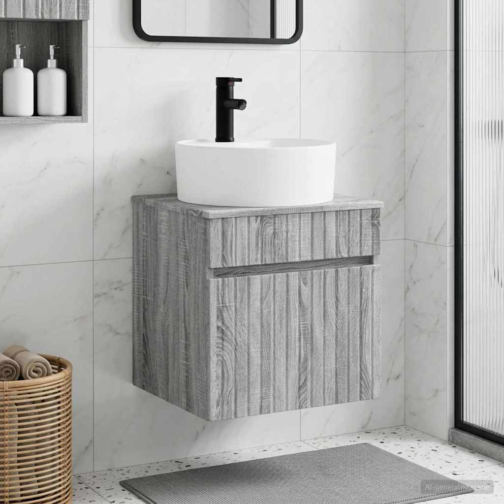 Wall-mounted Bathroom Sink Cabinet 49 x 44.5 x 82 cm Grey sonoma