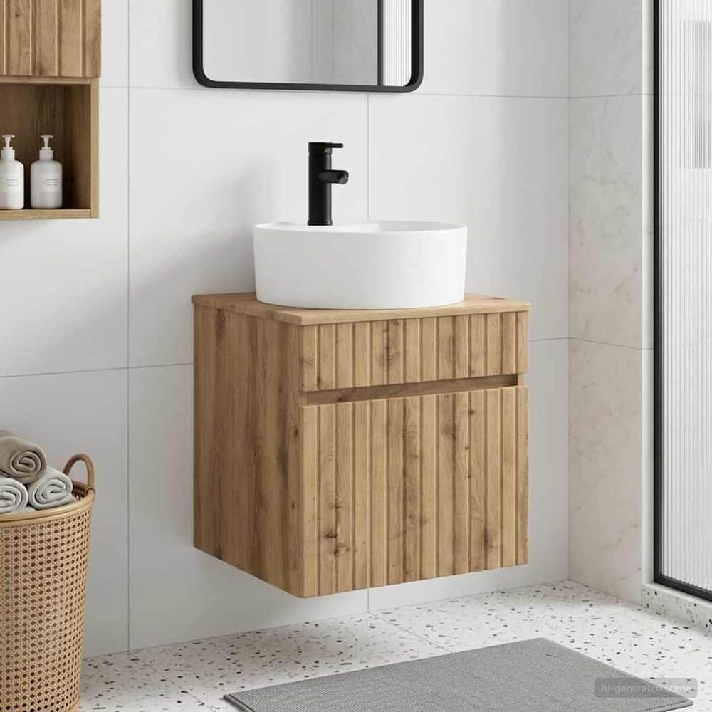 Wall-mounted Bathroom Sink Cabinet 49 x 44.5 x 82 cm Artisan oak
