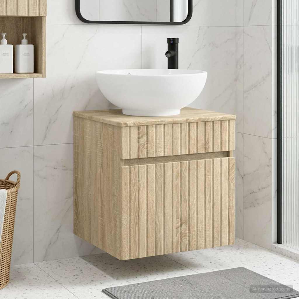 Wall-mounted Bathroom Sink Cabinet 49 x 44.5 x 80 cm Sonoma oak
