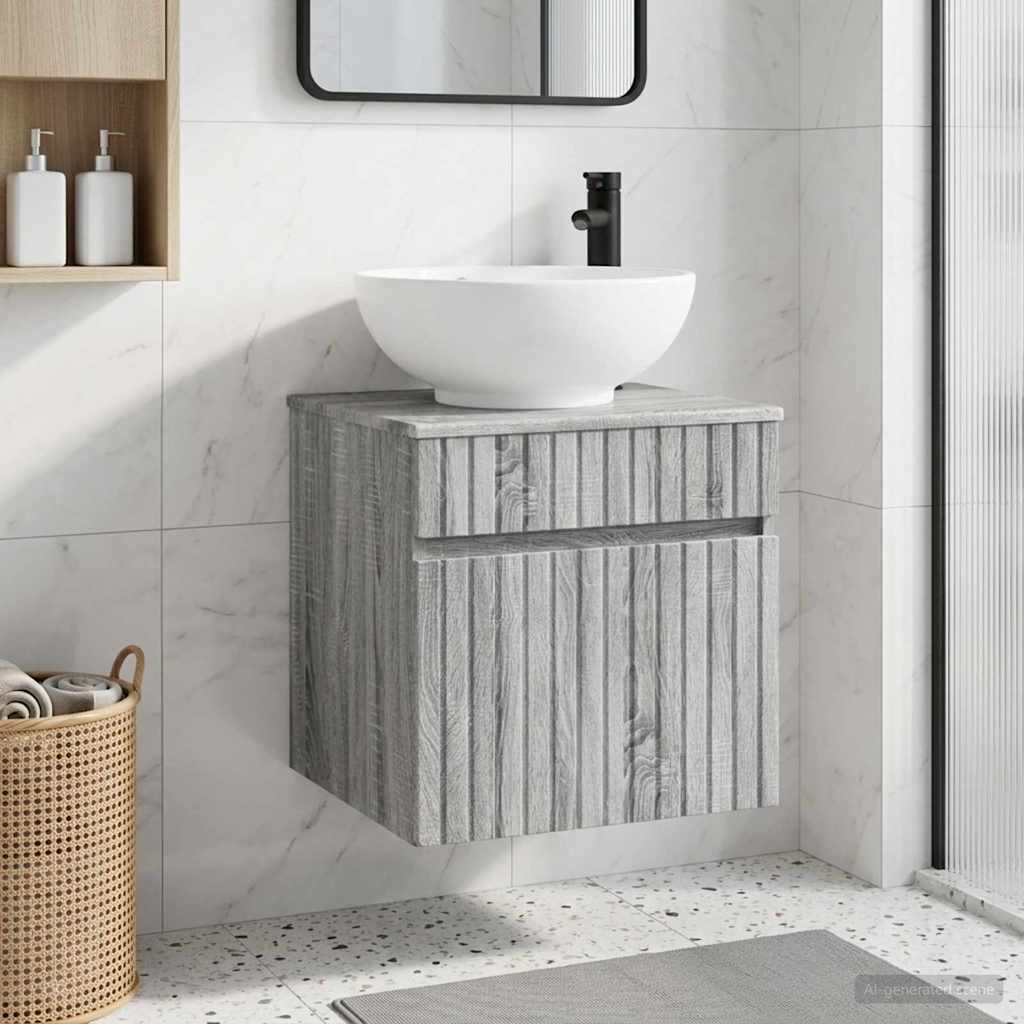 Wall-mounted Bathroom Sink Cabinet 49 x 44.5 x 80 cm Grey sonoma