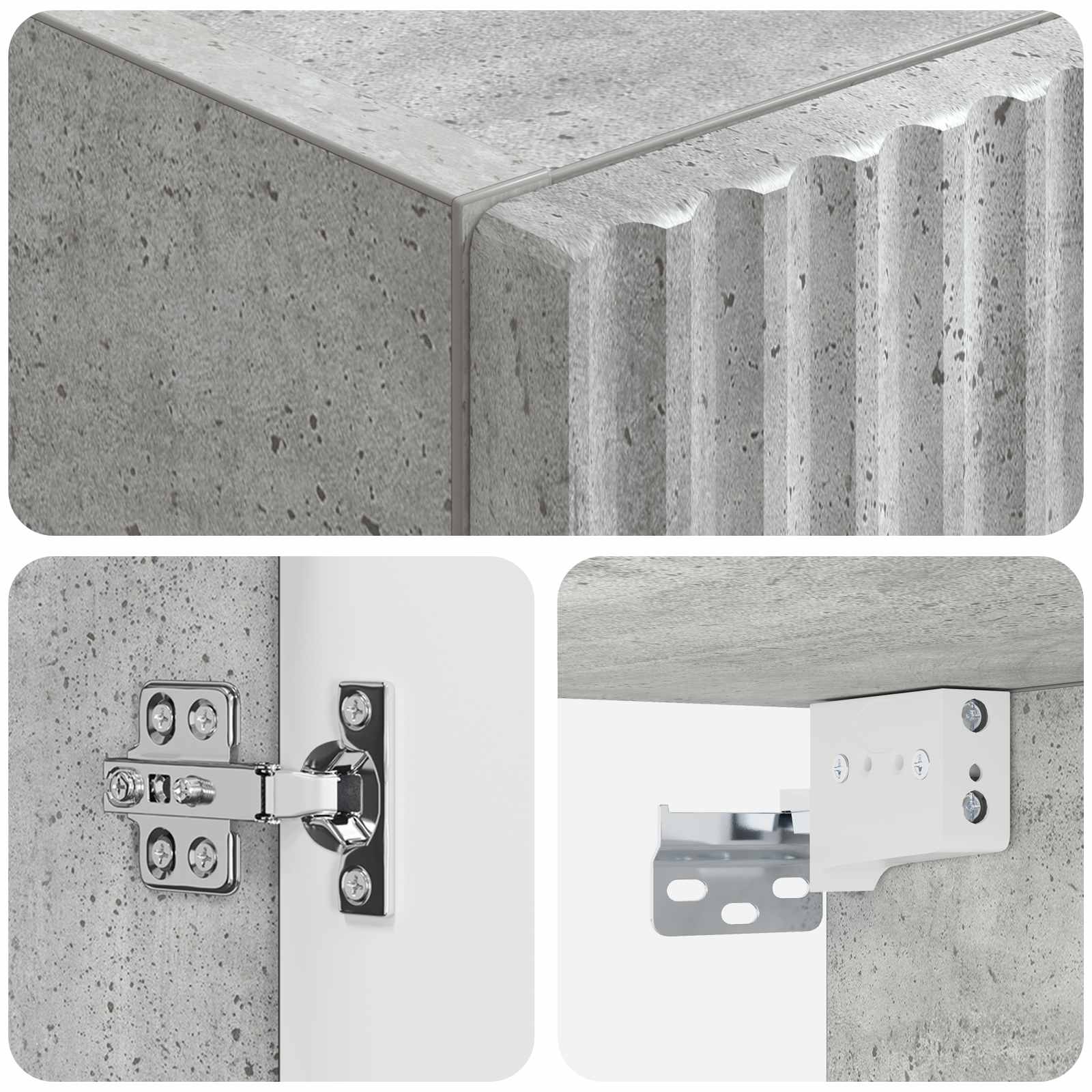 vidaXL Wall-mounted Bathroom Cabinet Concrete Grey 33 x 34.5 x 100 cm 6