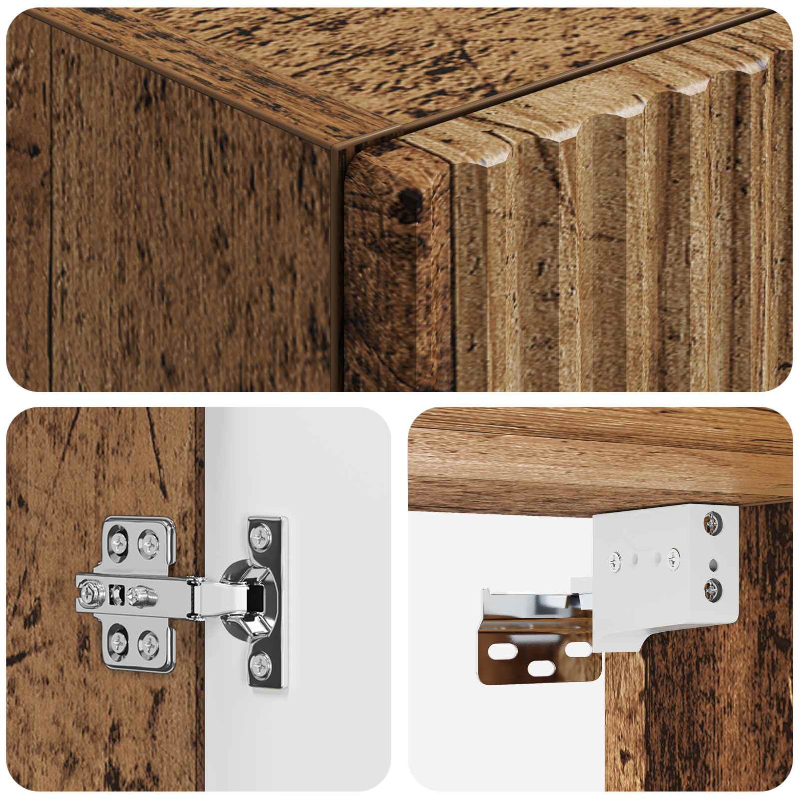 vidaXL Wall-mounted Bathroom Cabinet Old Wood 33 x 34.5 x 100 cm 6