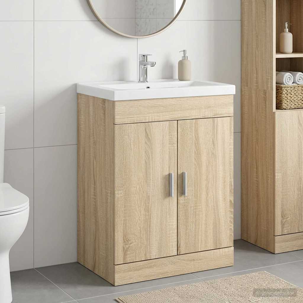 vidaXL Bathroom Under Sink Cabinet Sonoma Oak 78.5 x 37.5 x 81 cm 1
