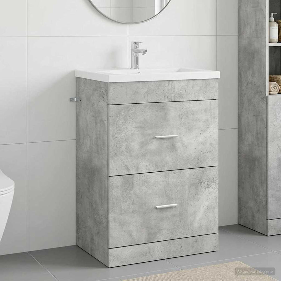 Bathroom Under Sink Cabinet Concrete Grey