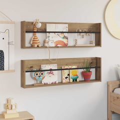 vidaXL Magazine Rack with Shelf 2 pcs Artisan Oak 100 x 12 x 30 cm 4