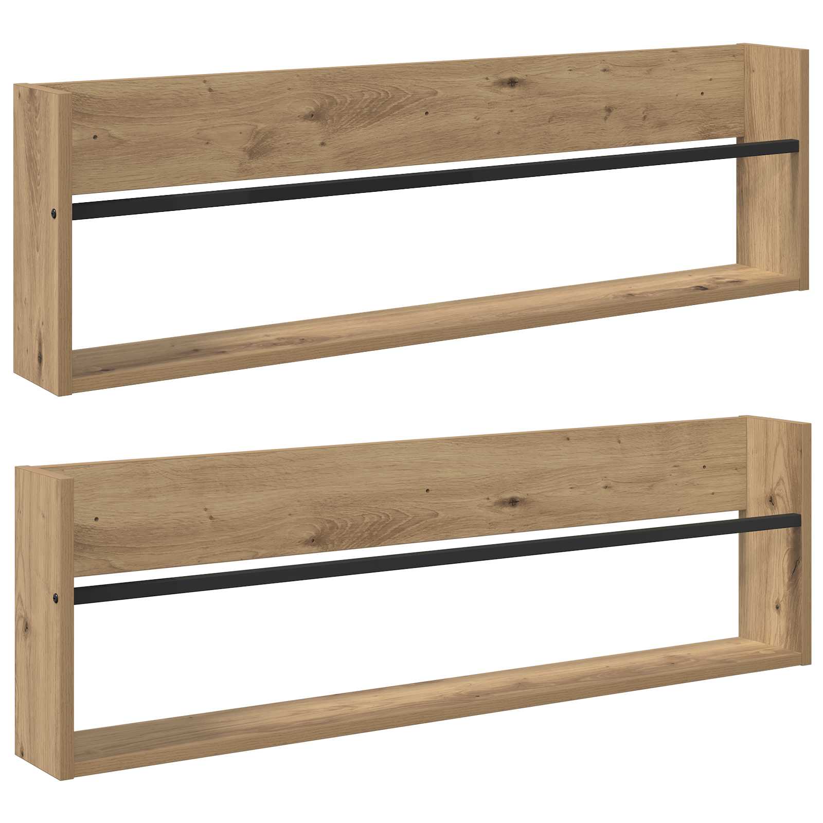 vidaXL Magazine Rack with Shelf 2 pcs Artisan Oak 100 x 12 x 30 cm 2