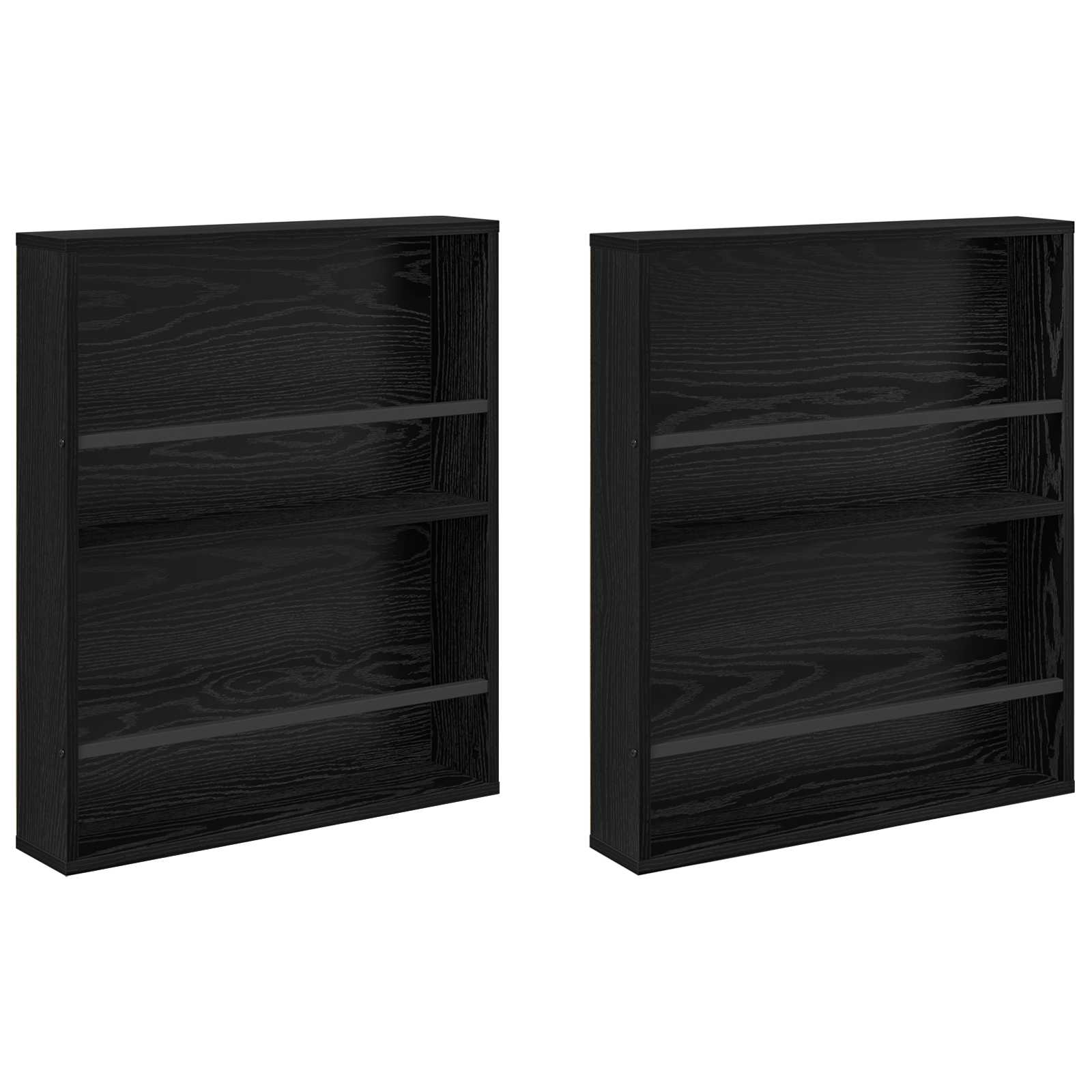 vidaXL Magazine Rack 2 pcs Black Oak 60 x 12 x 70 cm Engineered Wood 2