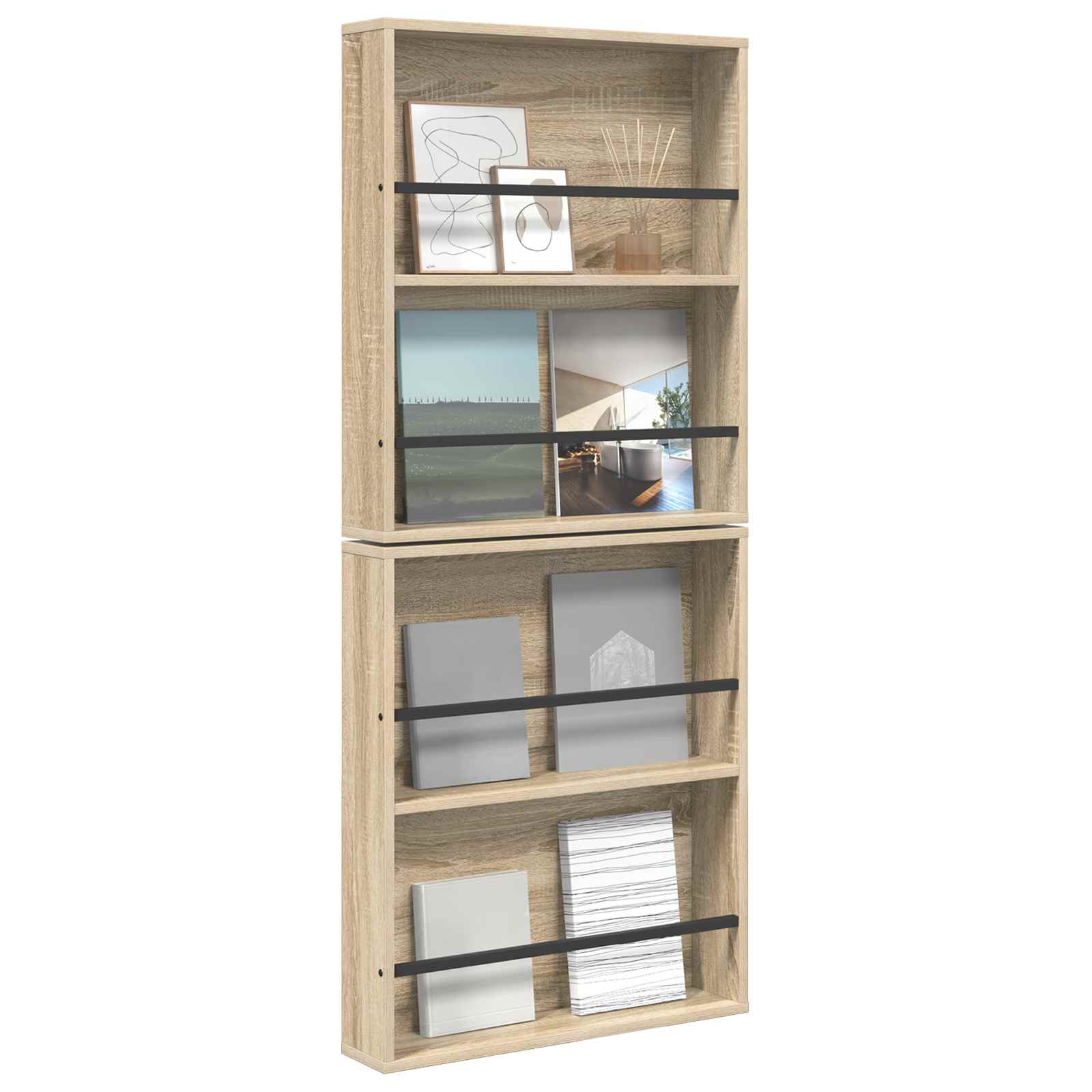 vidaXL Magazine Rack 2 pcs Sonoma Oak 60 x 12 x 70 cm Engineered Wood 3