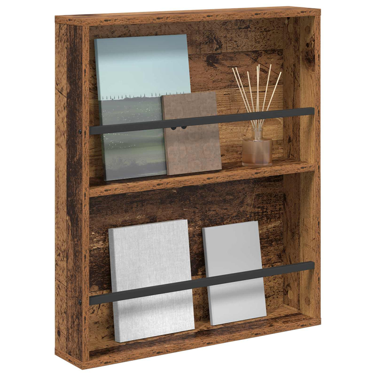 vidaXL Magazine Rack Old Wood 60 x 12 x 70 cm Engineered Wood 3