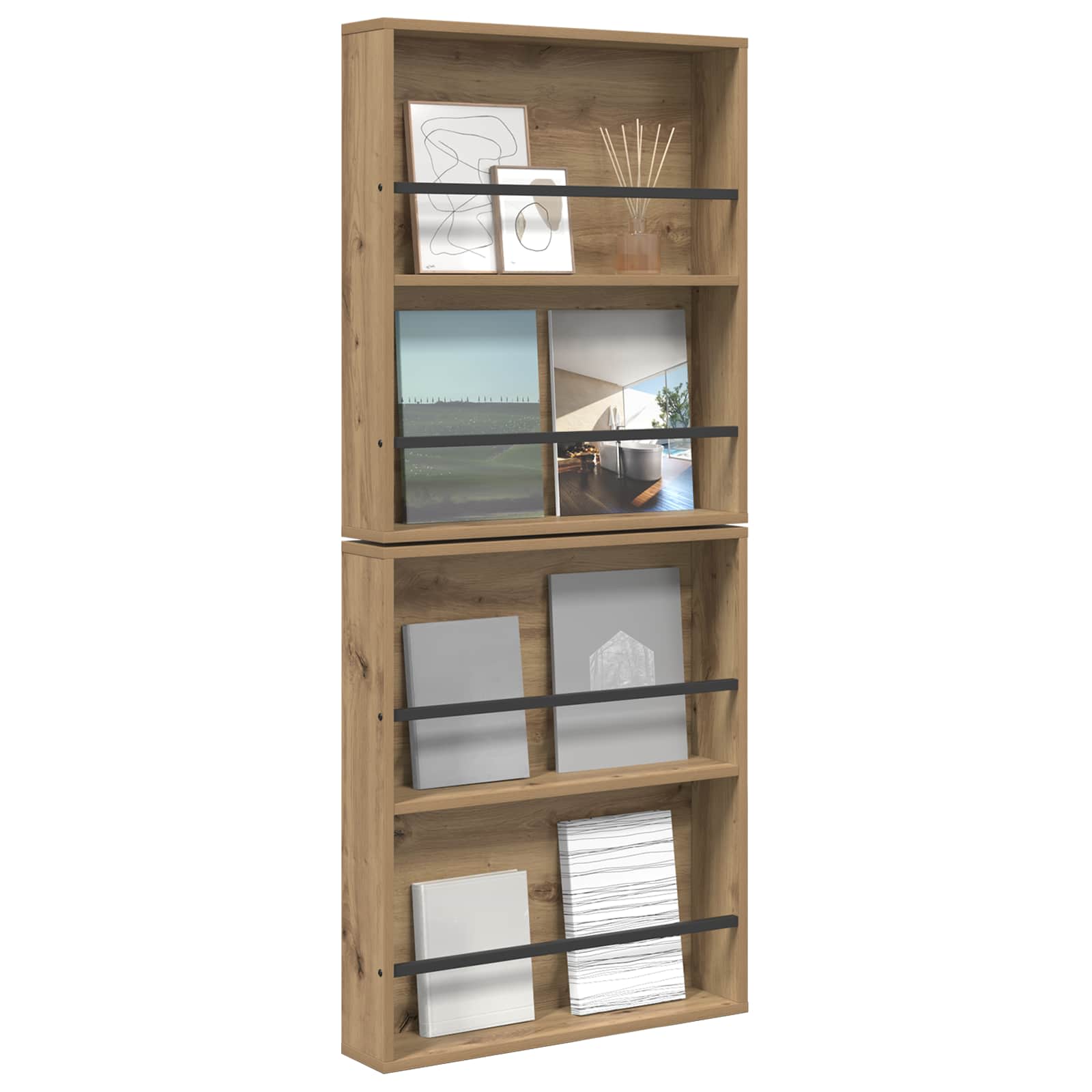 vidaXL Magazine Rack 2 pcs Artisan Oak 60 x 12 x 70 cm Engineered Wood 3