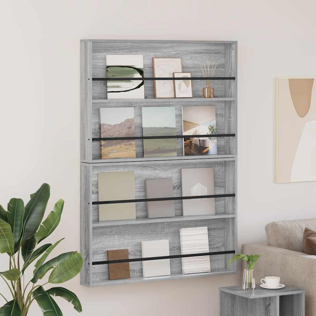 Magazine Rack Engineered Wood 2 pcs in Grey Sonoma