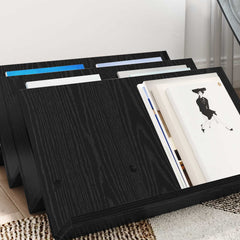 vidaXL Magazine Rack Black Oak 65 x 53 x 28.5 cm Engineered Wood 4