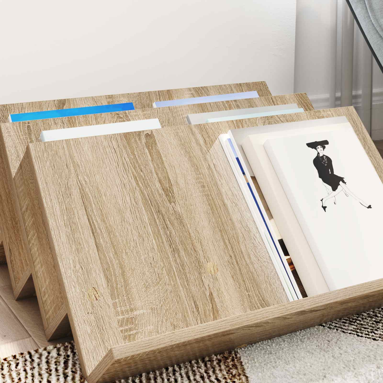 vidaXL Magazine Rack Sonoma Oak 65 x 53 x 28.5 cm Engineered Wood 4