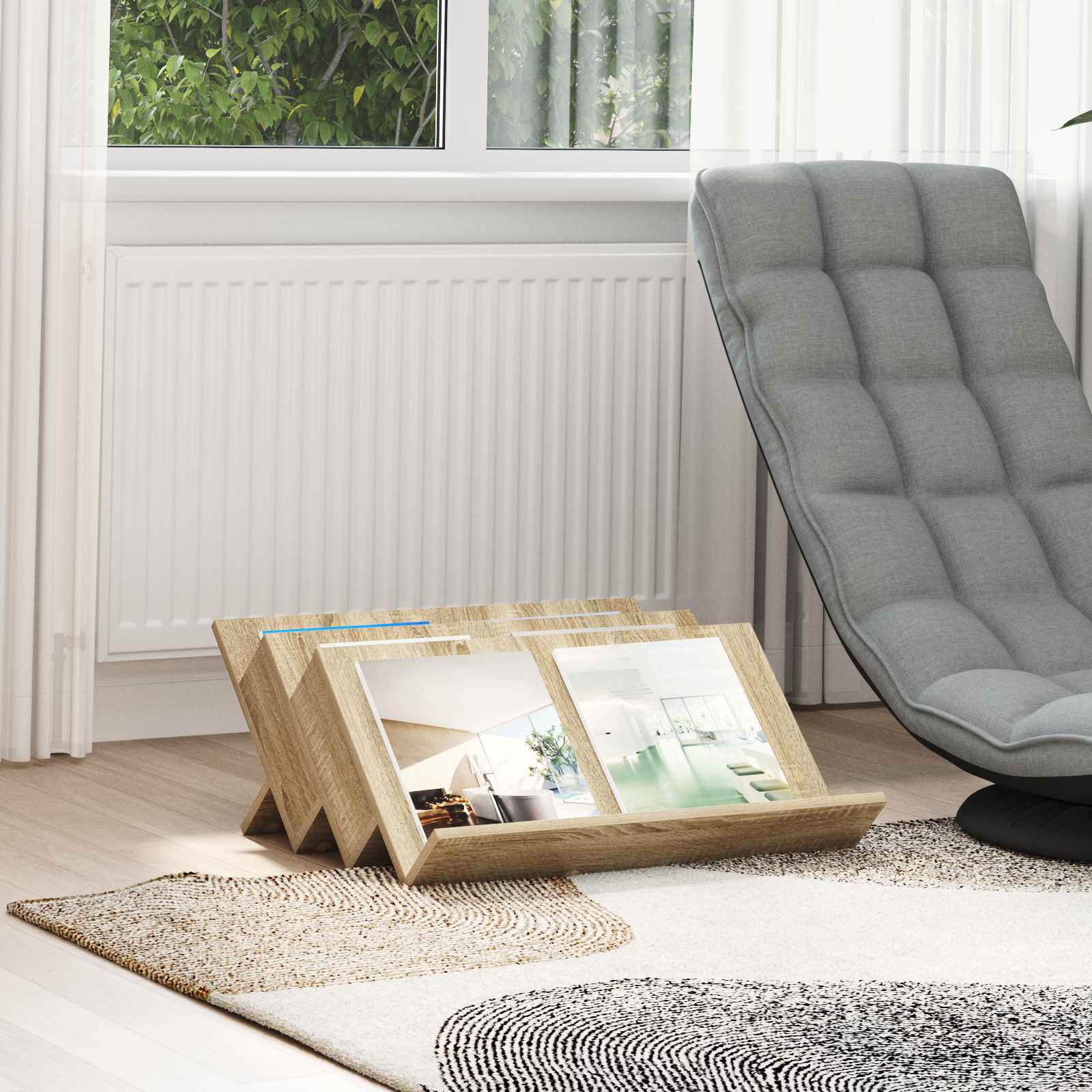 vidaXL Magazine Rack Sonoma Oak 65 x 53 x 28.5 cm Engineered Wood 1