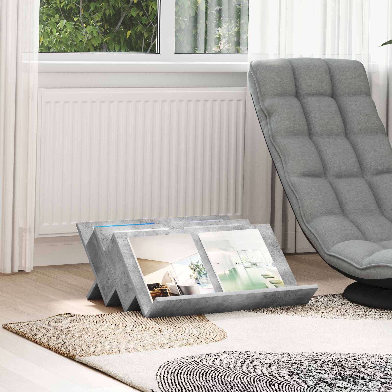 vidaXL Magazine Rack Concerte Grey 65 x 53 x 28.5 cm Engineered Wood 1