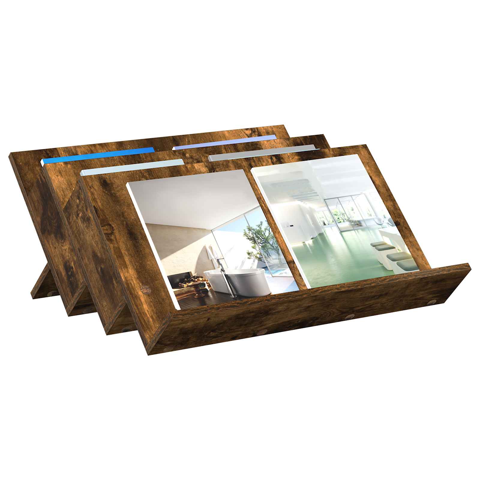 vidaXL Magazine Rack Smoked Oak 65 x 53 x 28.5 cm Engineered Wood 3