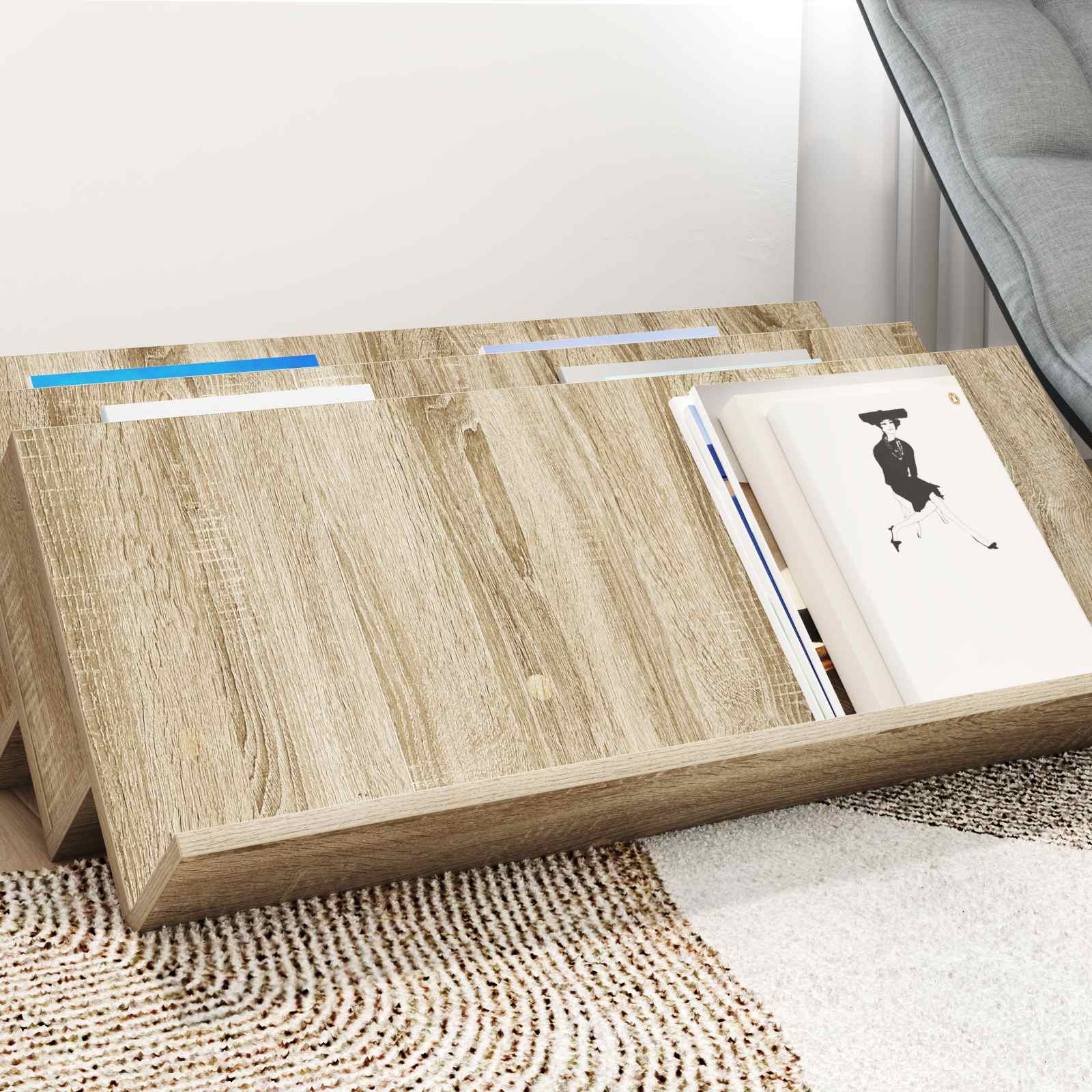 vidaXL Magazine Rack Sonoma Oak 90 x 53 x 28.5 cm Engineered Wood 4