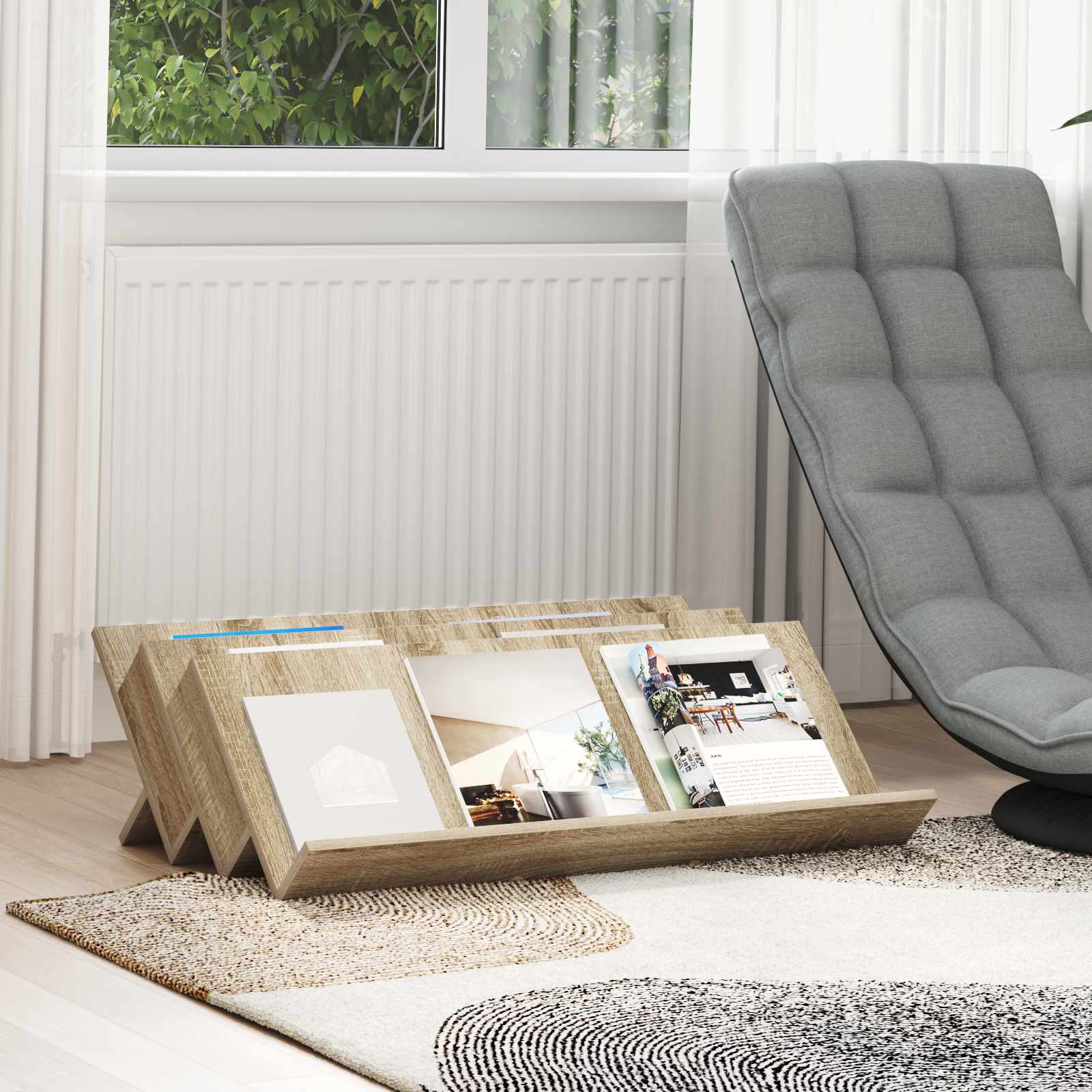vidaXL Magazine Rack Sonoma Oak 90 x 53 x 28.5 cm Engineered Wood 1