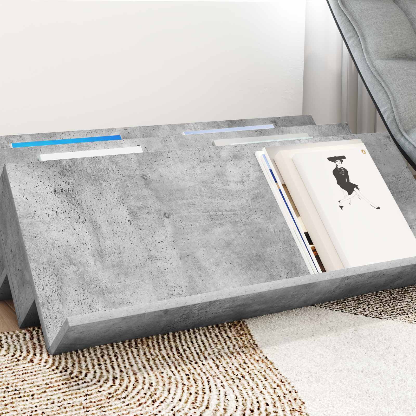 vidaXL Magazine Rack Concerte Grey 90 x 53 x 28.5 cm Engineered Wood 4