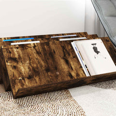 vidaXL Magazine Rack Smoked Oak 90 x 53 x 28.5 cm Engineered Wood 4