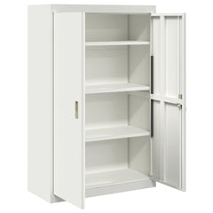 Storage Cabinet Steel Width 90 cm White 140 cm