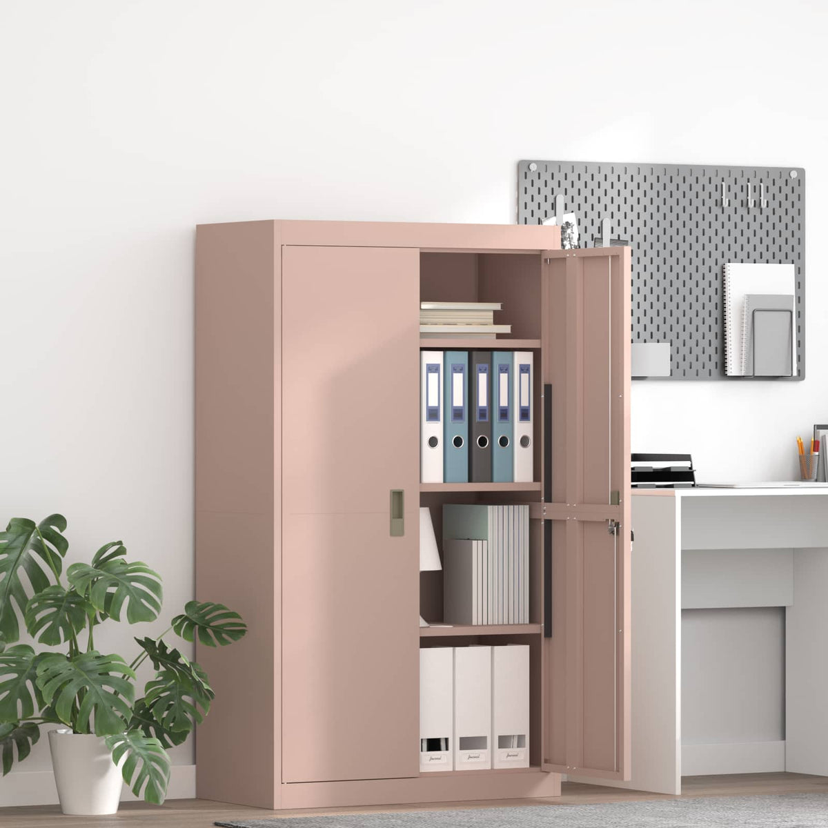 Storage Cabinet Steel Width 80 cm Pink 140 cm