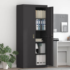 Storage Cabinet Steel Width 80 cm Black 180 cm