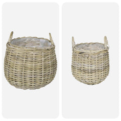 Planter Basket GENDT 2 pcs Natural Kubu Rattan Grey