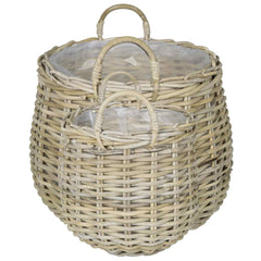 Planter Basket GENDT 2 pcs Natural Kubu Rattan Grey