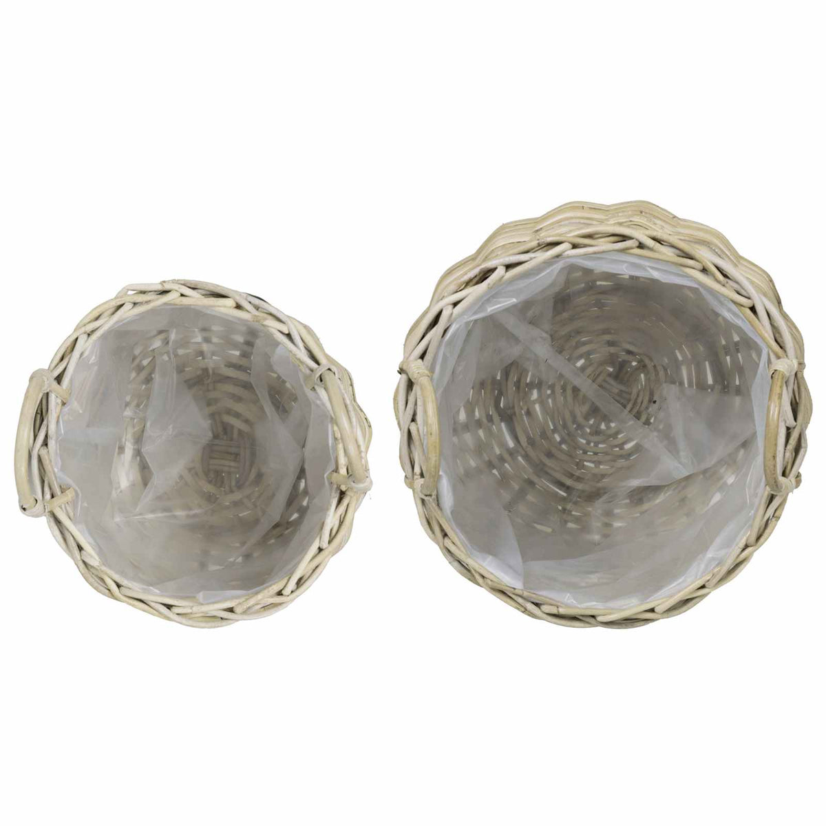 Planter Basket GENDT 2 pcs Natural Kubu Rattan Grey