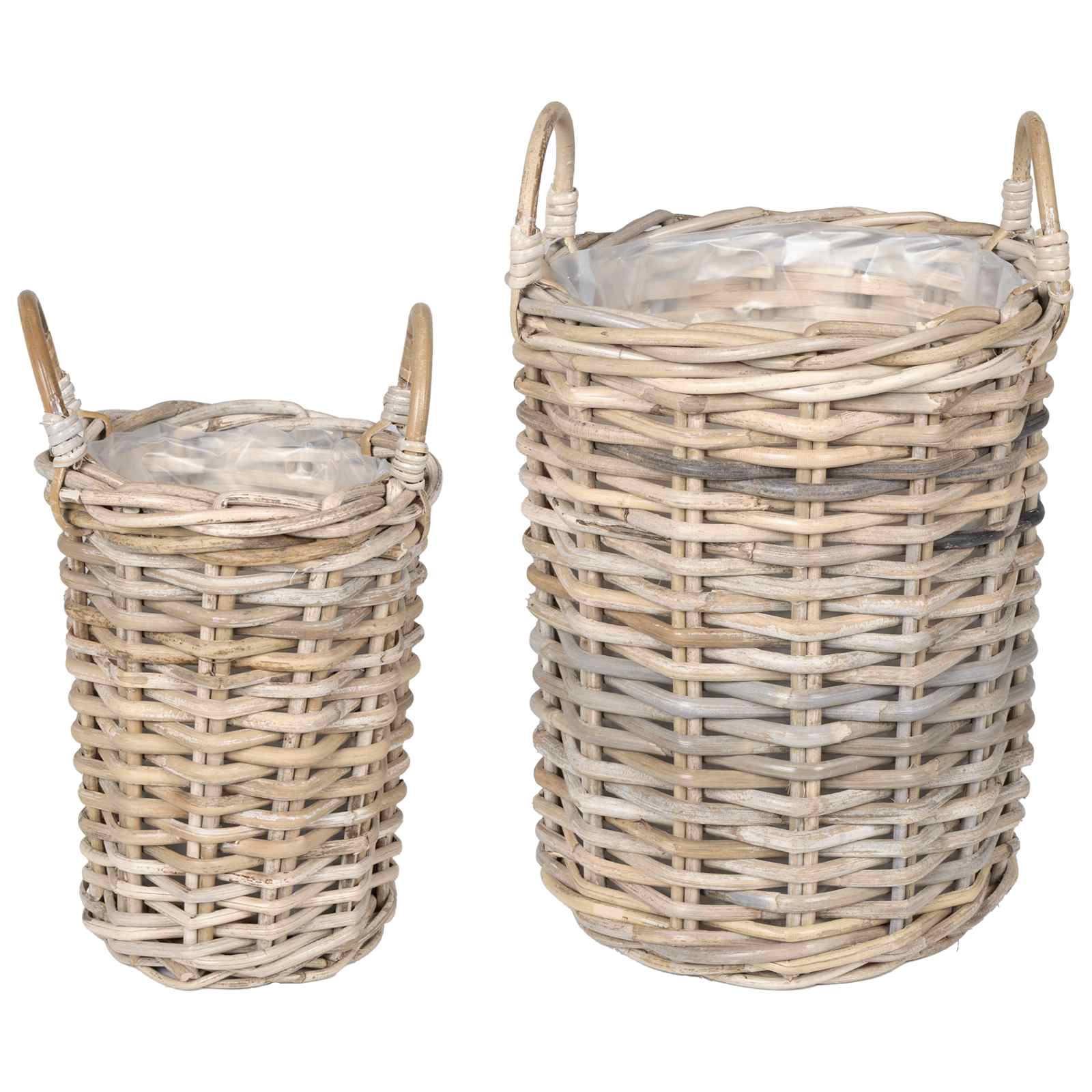 vidaXL Planter Basket GENDT 2 pcs Natural Grey Kubu Rattan 2