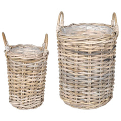 vidaXL Planter Basket GENDT 2 pcs Natural Grey Kubu Rattan 2