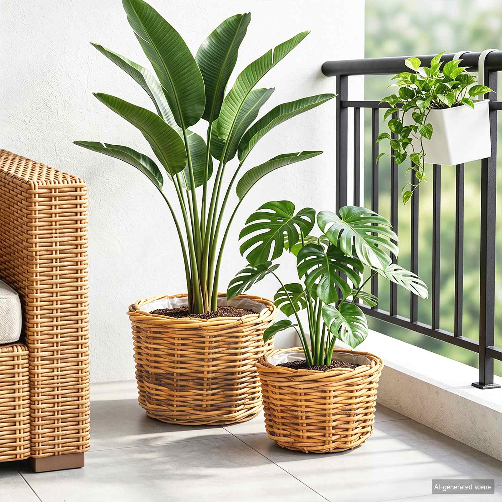 vidaXL Planter Basket GENDT 2 pcs Natural Brown Kubu Rattan 3