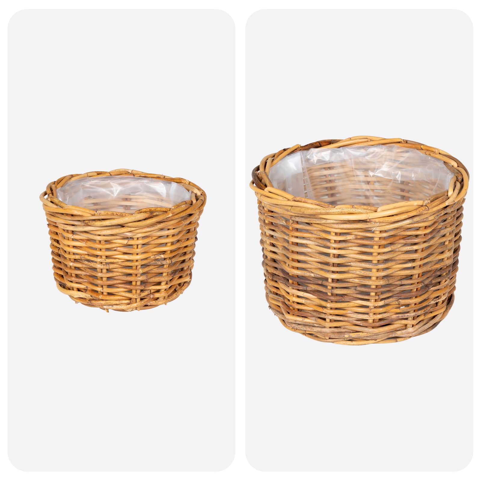 vidaXL Planter Basket GENDT 2 pcs Natural Brown Kubu Rattan 4