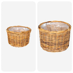 vidaXL Planter Basket GENDT 2 pcs Natural Brown Kubu Rattan 4