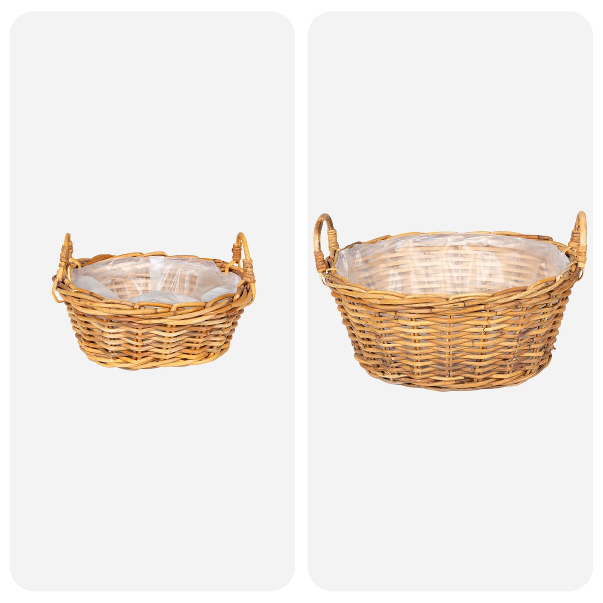 Planter Basket GENDT 2 pcs Natural Kubu Rattan Brown