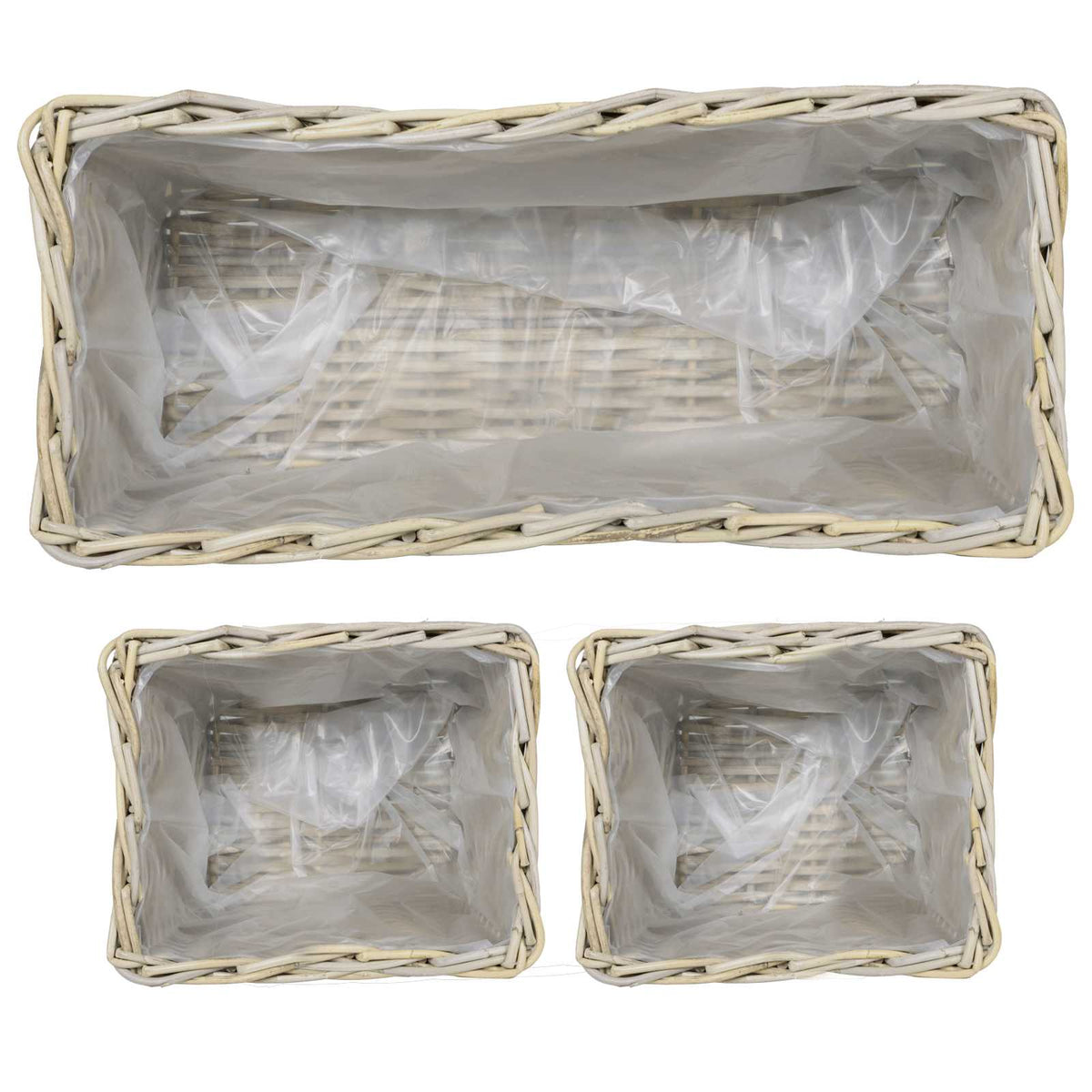 Planter Basket GENDT 3 pcs Natural Kubu Rattan Grey