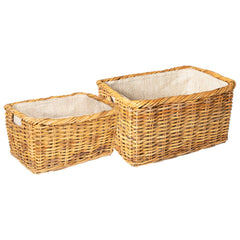 vidaXL Firewood Basket GENDT 2 pcs Natural Brown Kubu Rattan 2