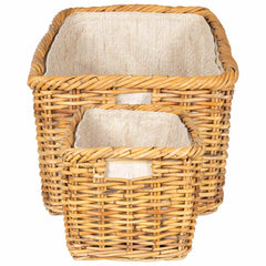 vidaXL Firewood Basket GENDT 2 pcs Natural Brown Kubu Rattan 6