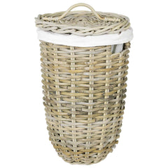 Laundry Basket with Lid GENDT 2 pcs Natural Kubu Rattan Grey