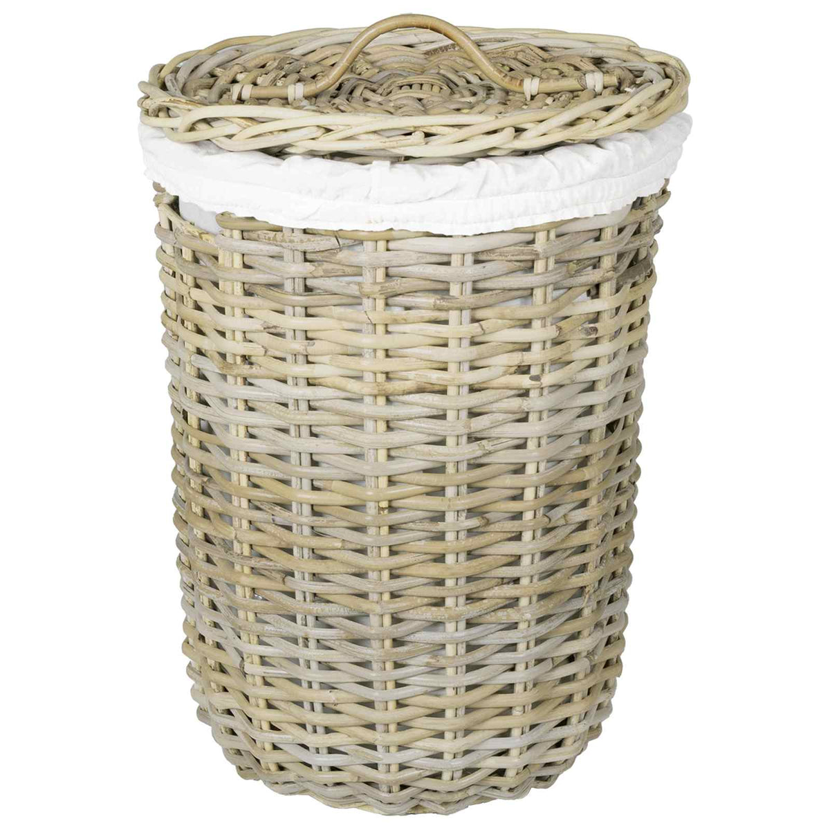 Laundry Basket with Lid GENDT 2 pcs Natural Kubu Rattan Grey