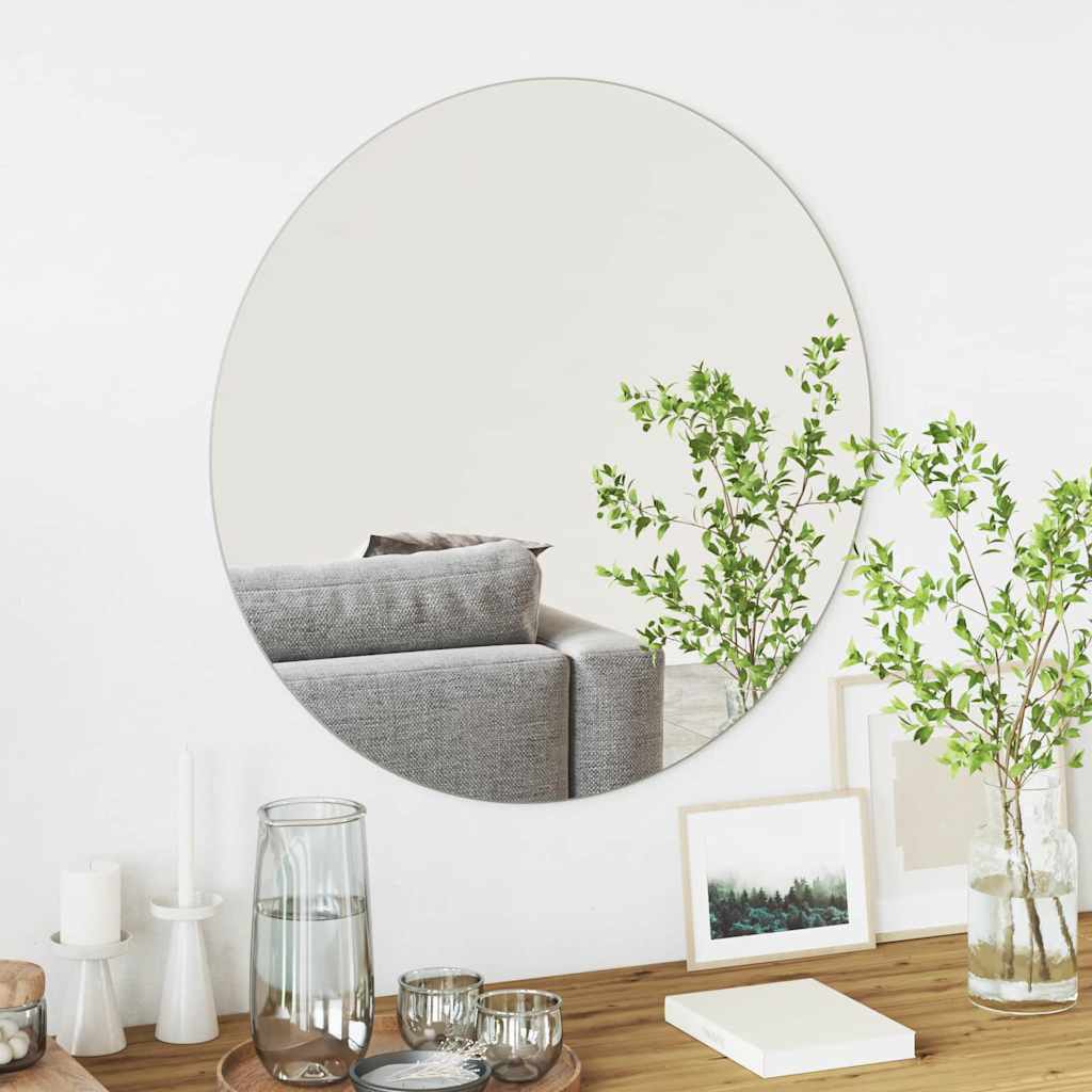 vidaXL Wall Mirror Round Ø 70 cm Tempered Glass 1