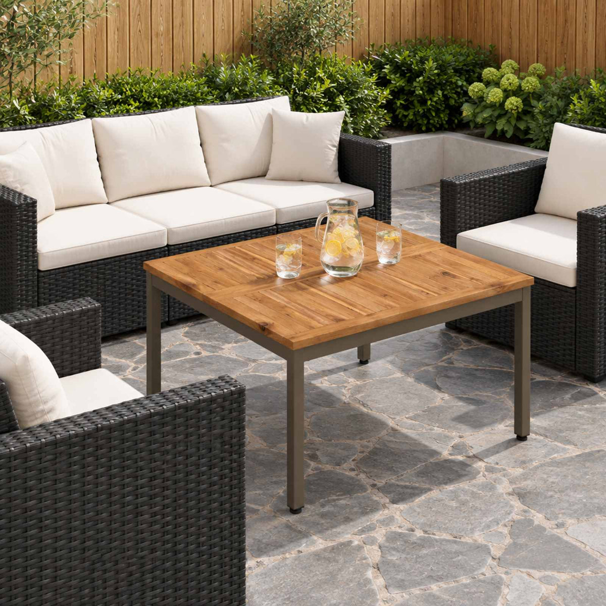 Coffee Table NAARDEN Natural and coffee 80 cm 80.5 cm