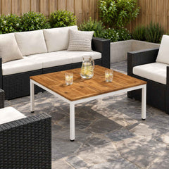 Coffee Table NAARDEN Natural and white 100 cm 100.5 cm