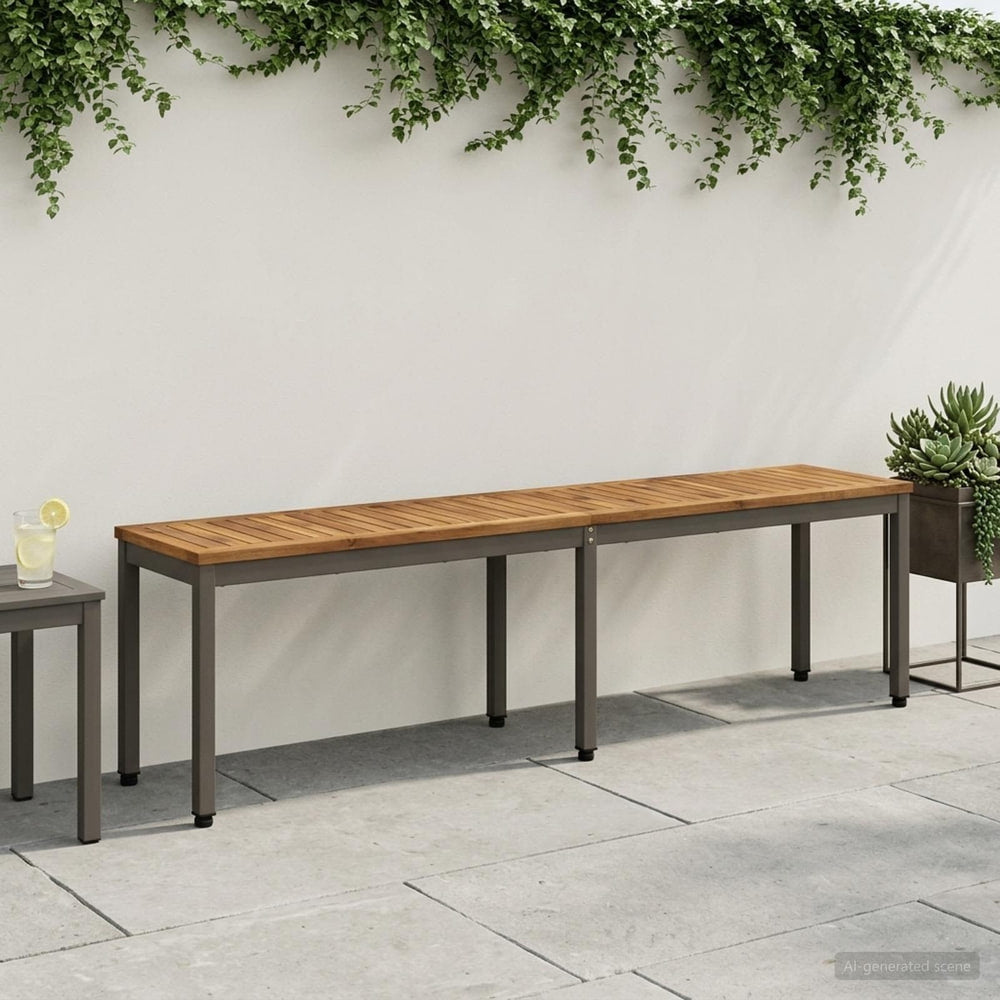 Garden Bench Solid Acacia Wood Rectangular