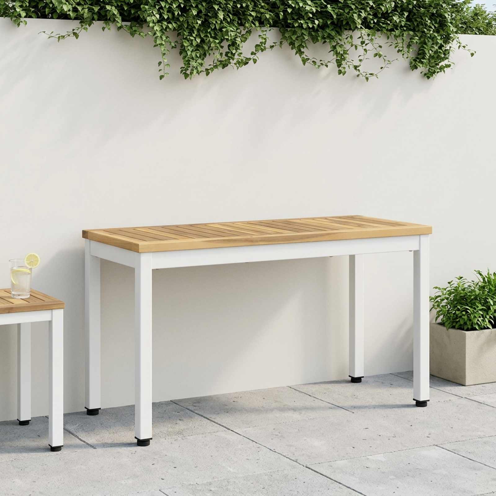 vidaXL Garden Bench 80.5 x 35 x 45 cm Solid Acacia Wood White 1