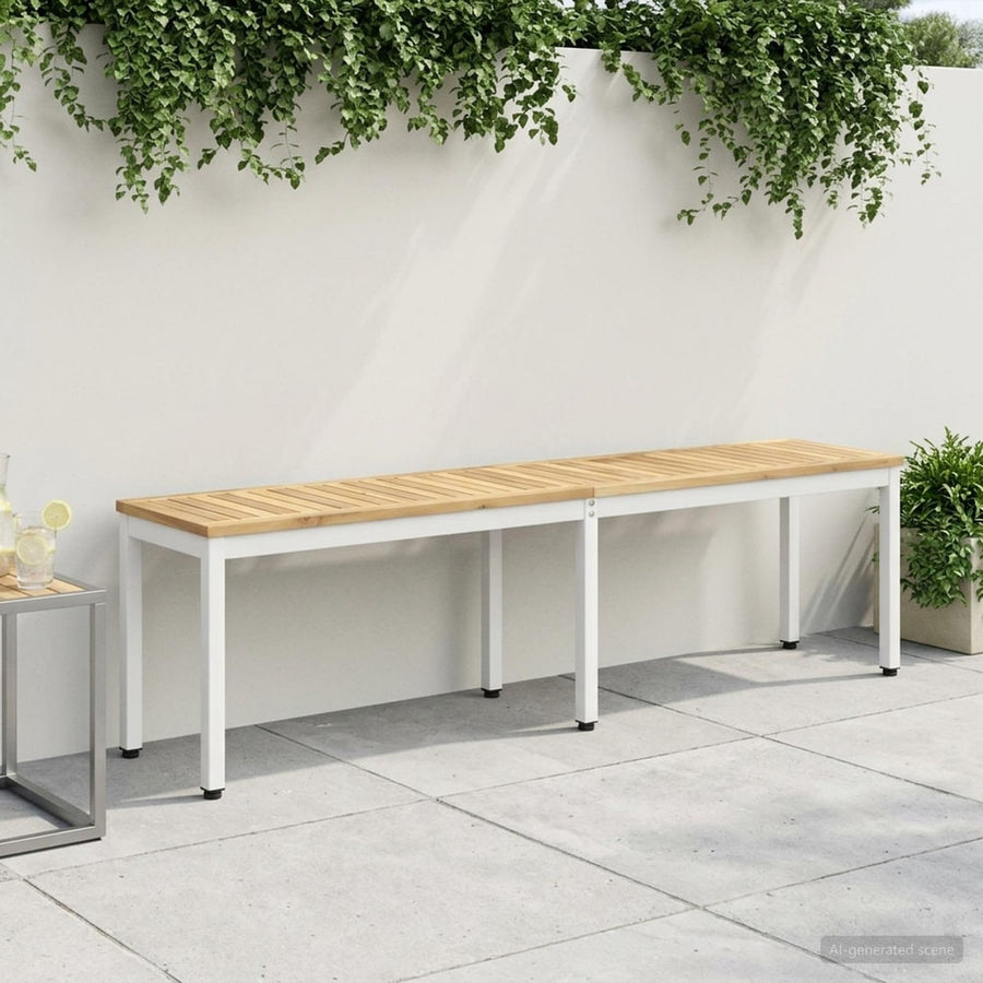 Garden Bench Solid Acacia Wood Whitewash
