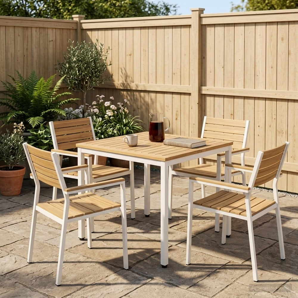Garden Dinner Table NAARDEN Whitewash 70 cm 68.5 cm