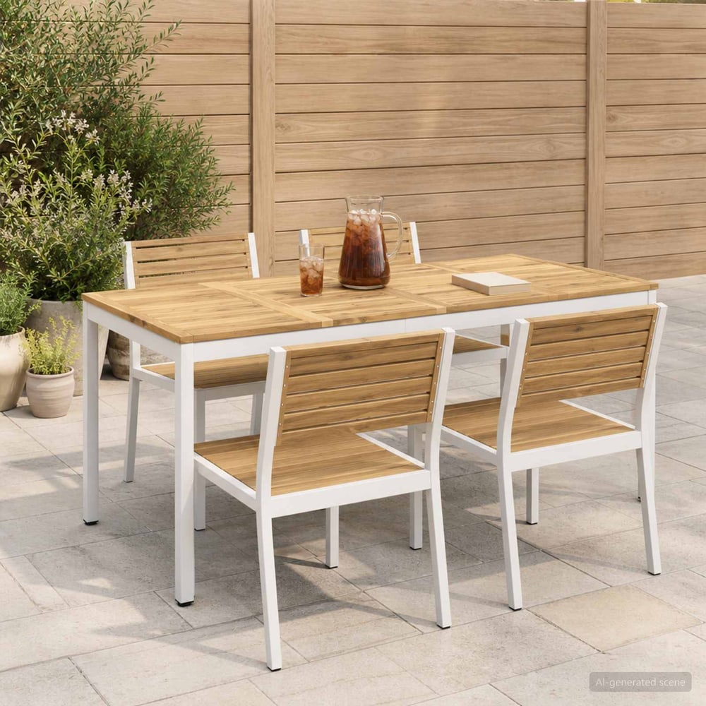 Garden Dinner Table NAARDEN Whitewash 180 cm 88.5 cm