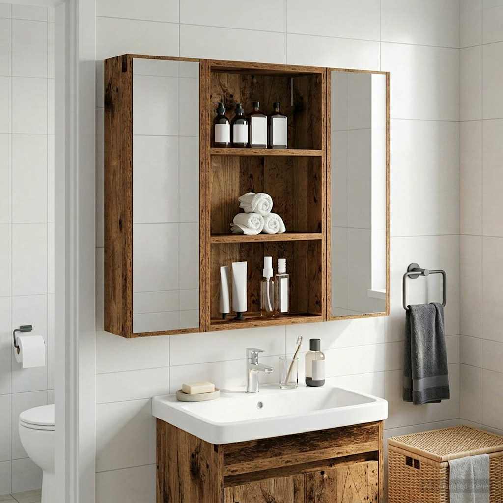 Bathroom Wall Cabinet 40 x 14 x 70 cm Width 40 cm Depth 14 cm Old wood